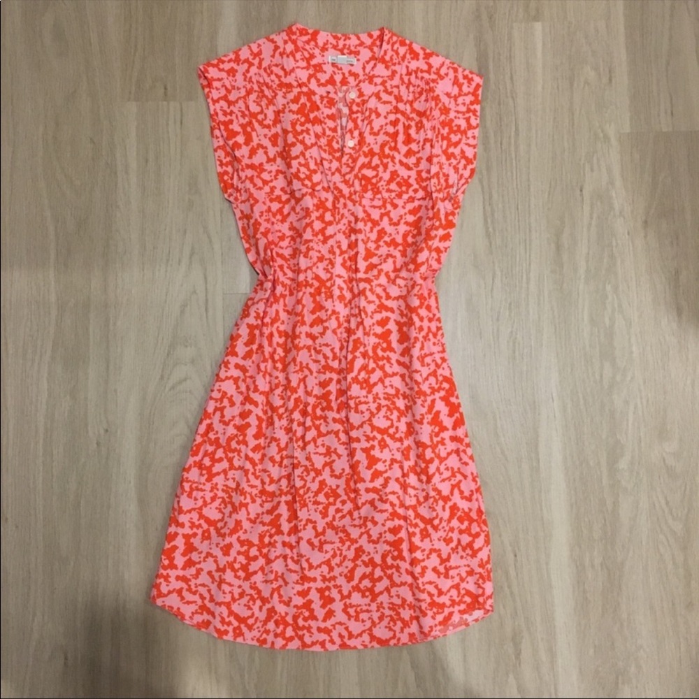 Gap orange salmon camo print button down dress